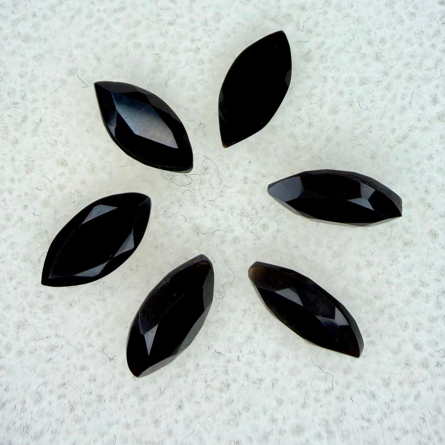 Black Onyx, 8x4 Marquis Cut, 6 Piece Lot