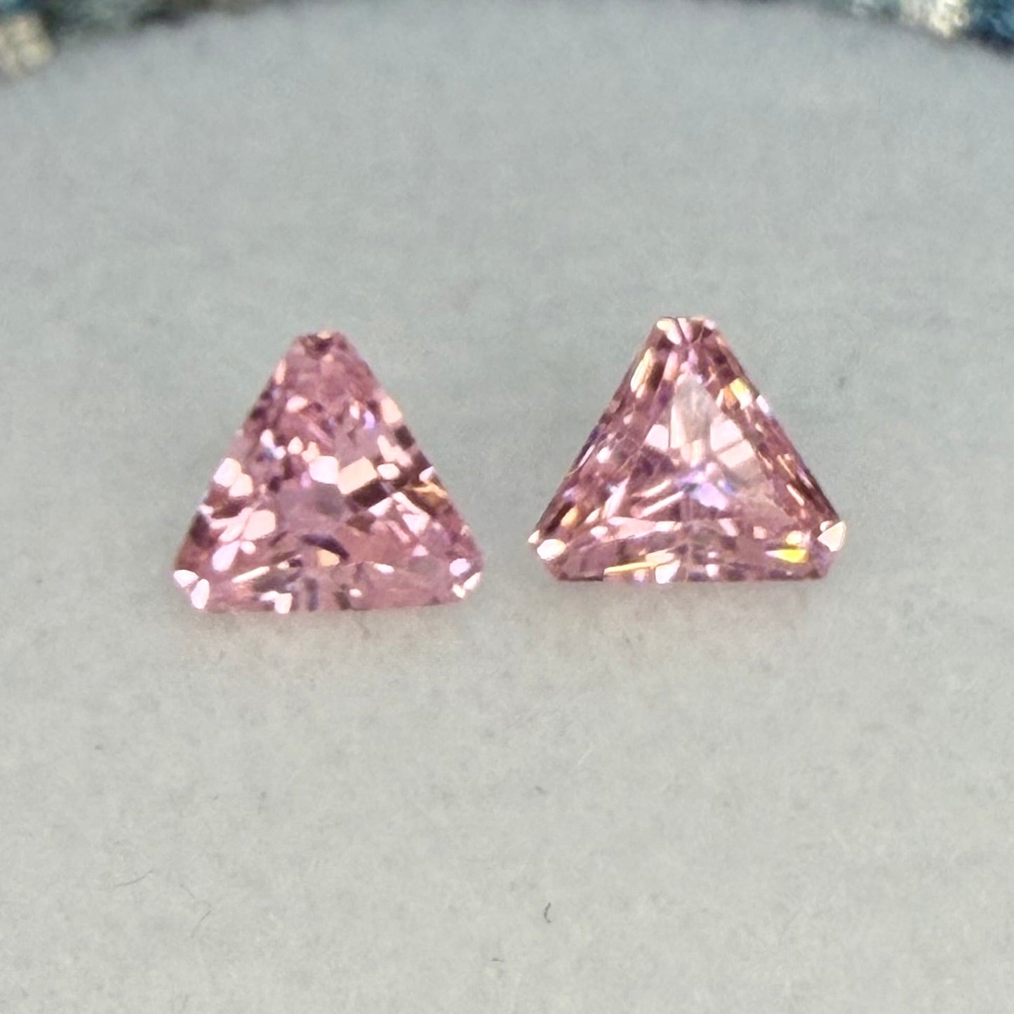 Pink Ice Cubic Zirconia, 5mm Fancy Triangle Cut, 2 Piece Set