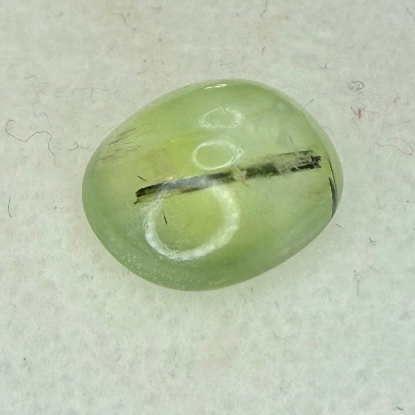 African Tourmalated Prehnite Cabochon, 10.5x9mm Oval Cut, 3.4 Carats