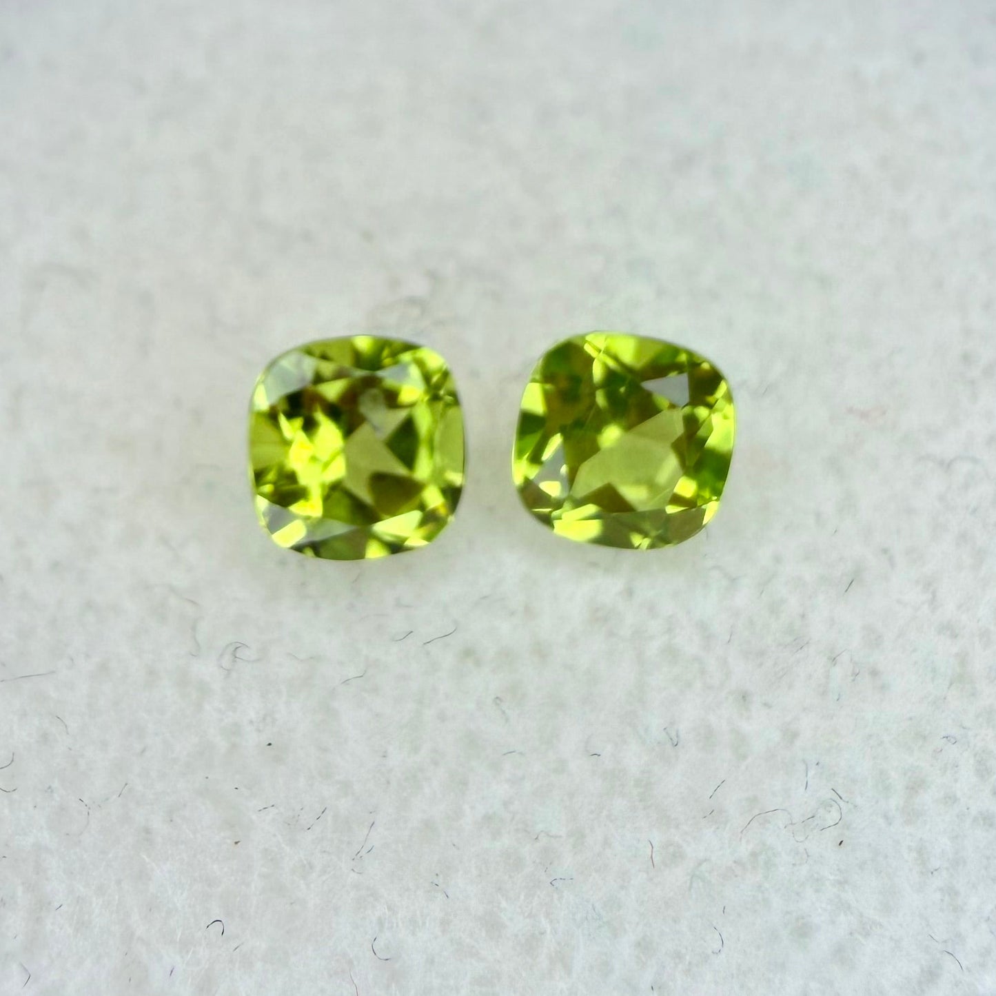 Peridot, 5mm Cushion Cut, Pair