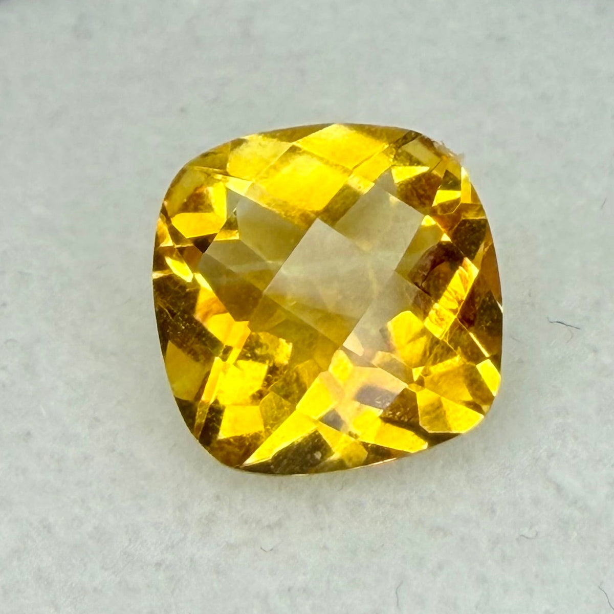 Madeira Citrine, 10mm Cushion Cut, Checkerboard Top