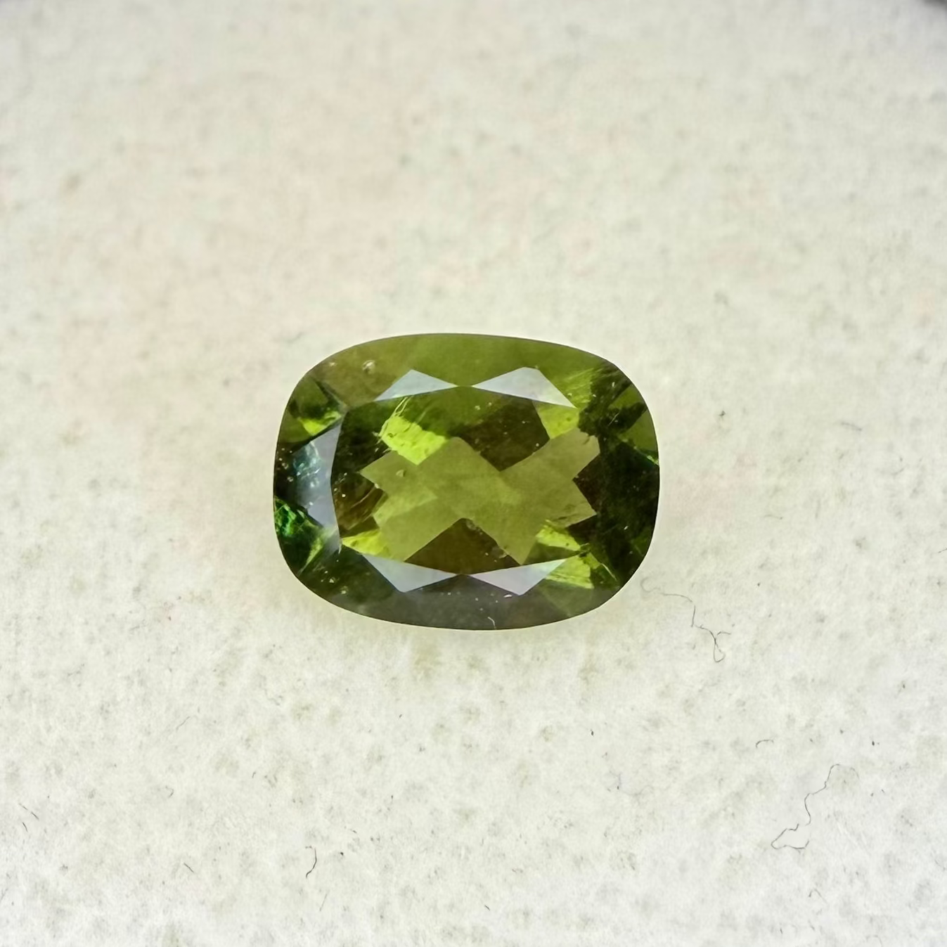Old Stock Moldavite, 9x6mm Elongate Cushion Cut, 1.45 Carats