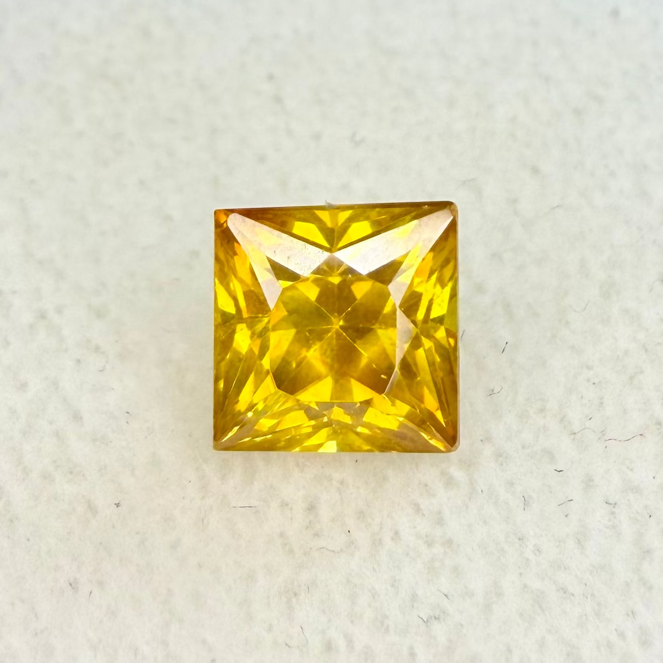Old Stock Golden Yellow Sphalerite, Square Cut, 2.91 Carats