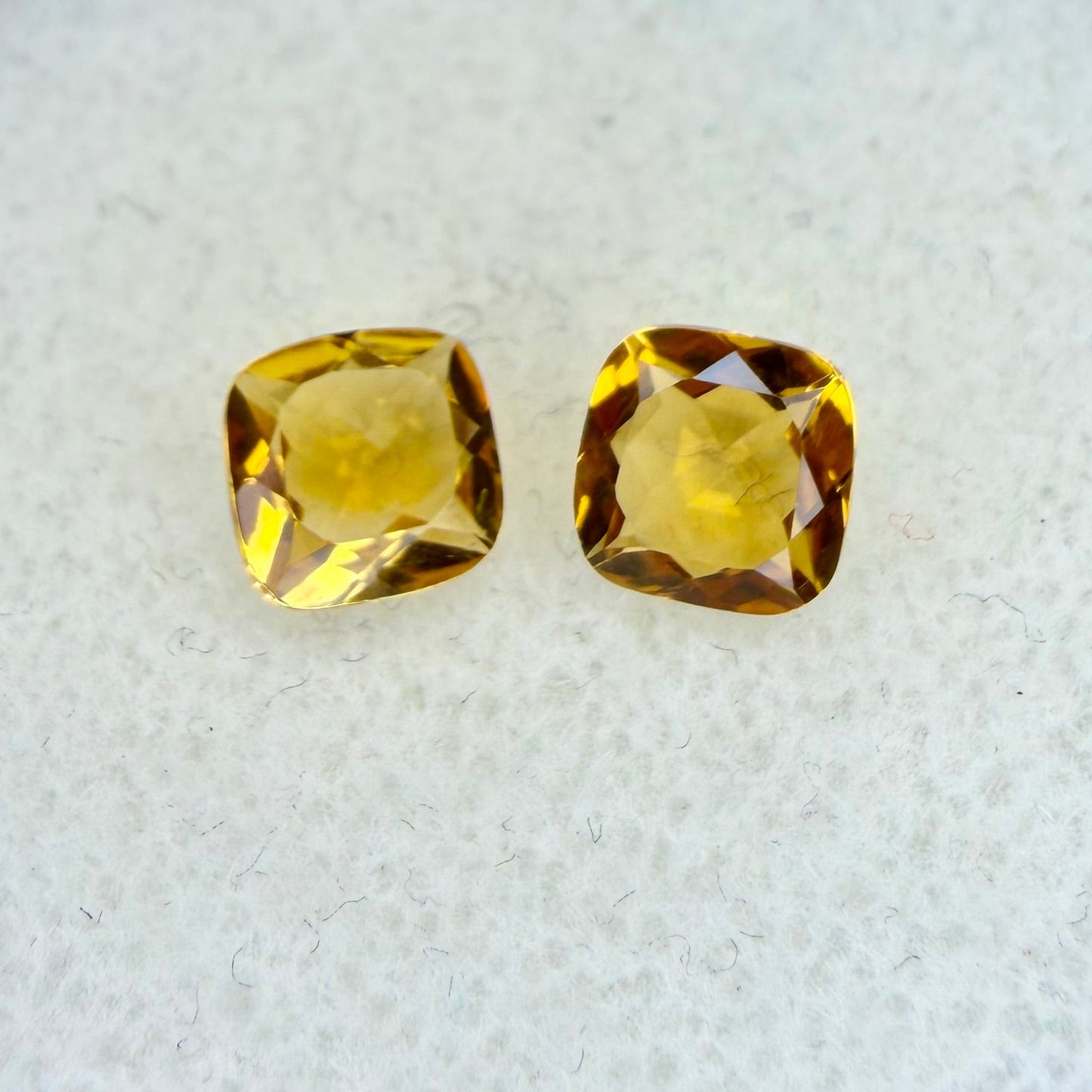 Brazilian Madeira Citrine, 6mm Cushion Cut, Pair