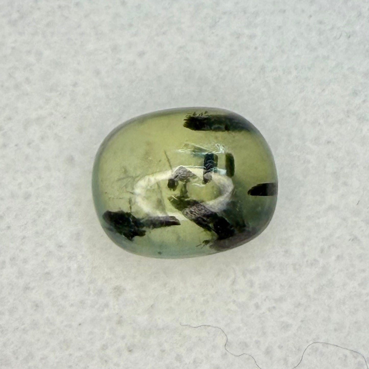 African Tourmalated Prehnite Cabochon, 10x8mm Oval Cut, 3.77 Carats