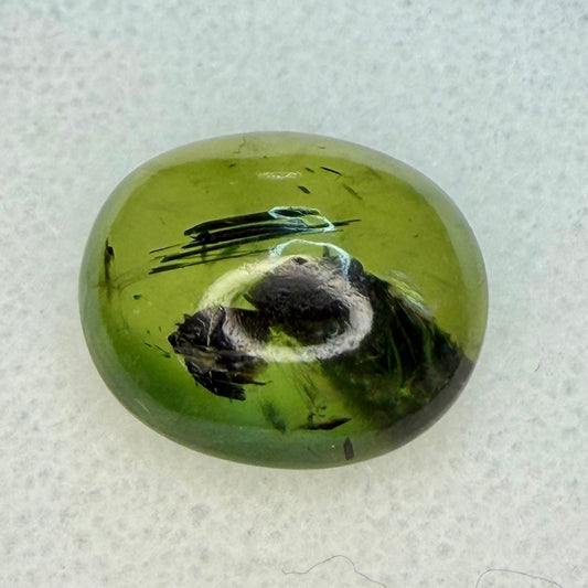 African Tourmalated Prehnite Cabochon, 15.7x13.3mm Oval Cut, 13.20 Carats