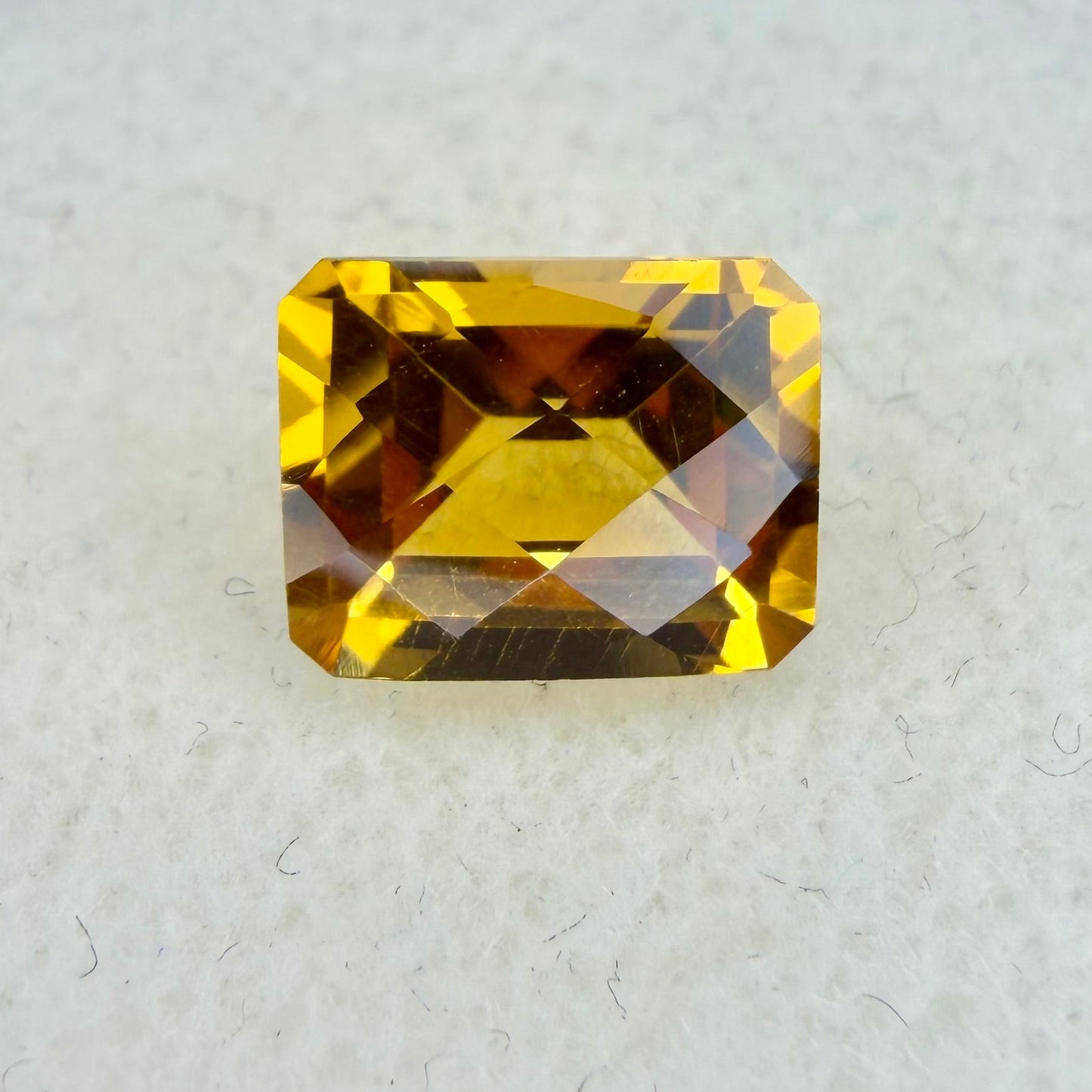 Brazilian Madeira Citrine, 9x7mm Emerald Cut Checkerboard Top, Ave Ct Wt 2.40