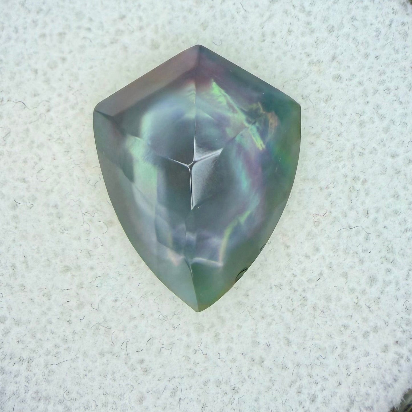 Mother Of Pearl Doublet, 18x14.5mm Shield Rose Cut, Ave Ct Wt 8.25