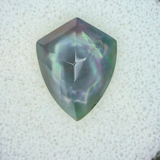 Mother Of Pearl Doublet, 18x14.5mm Shield Rose Cut, Ave Ct Wt 8.25