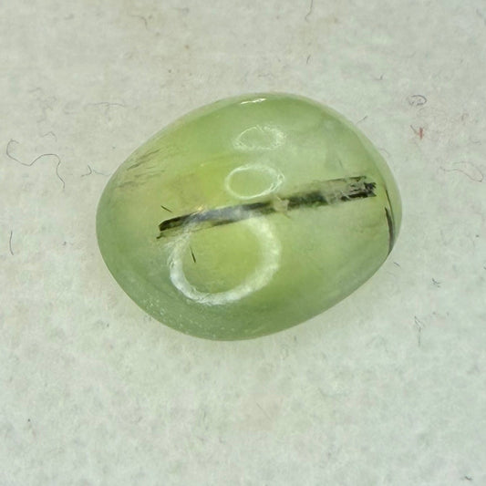 African Tourmalated Prehnite Cabochon, 10.5x9mm Oval Cut, 3.4 Carats