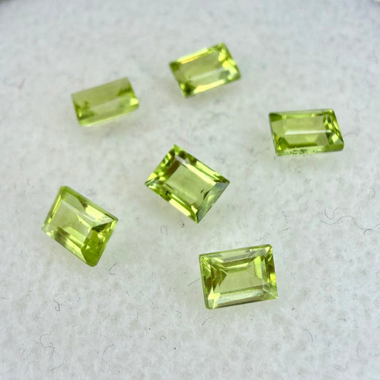 Peridot, 4x3mm Baguette Cut, 6 Piece Lot