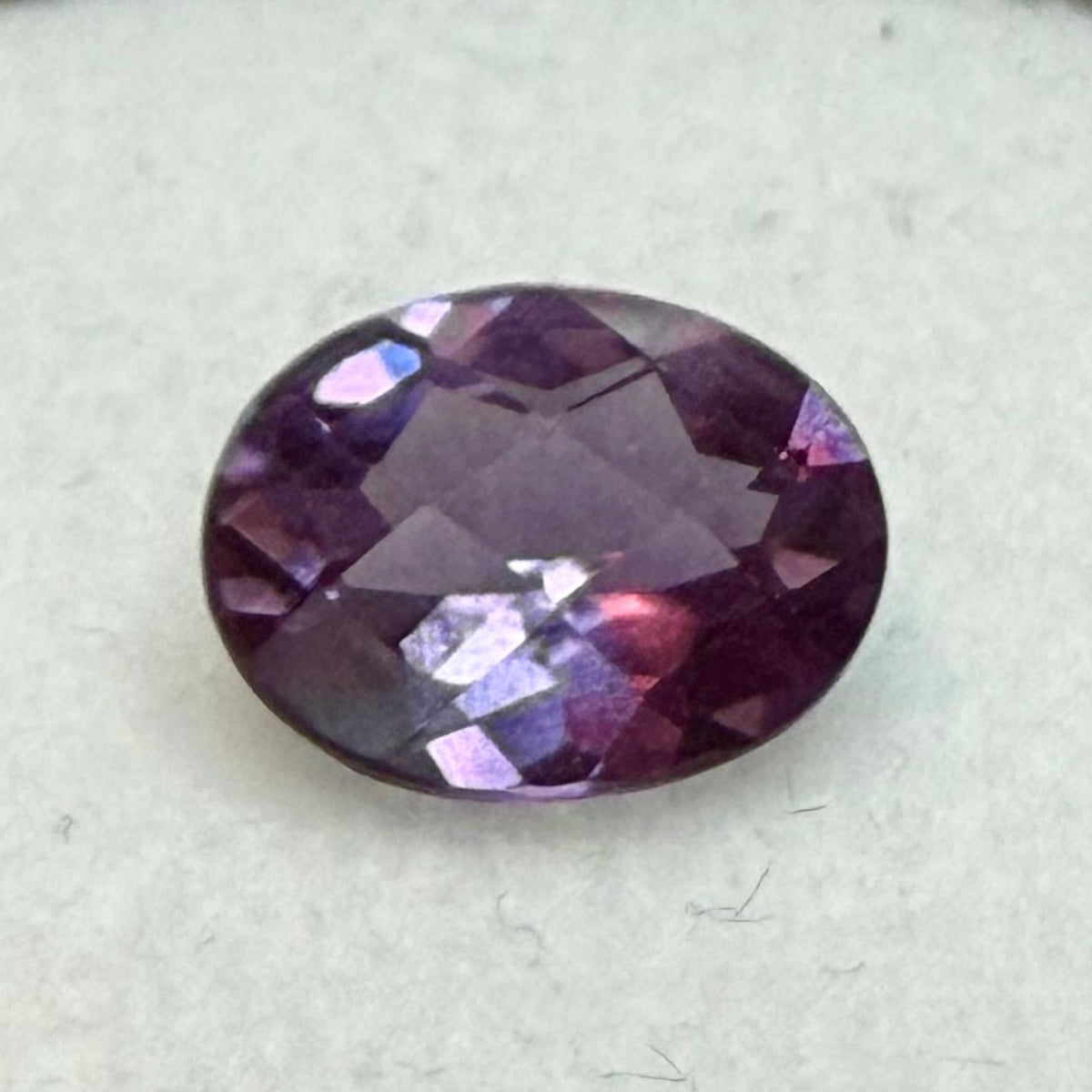 Man Made Color Change Corundum, 10x8.25mm Oval Cut Checkerboard Top, 2.96 Carats