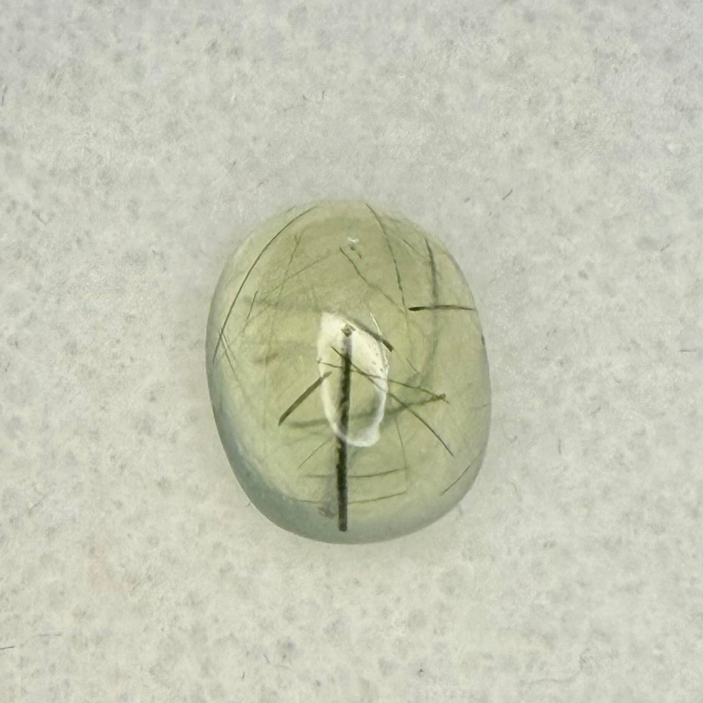 African Tourmalated Prehnite Cabochon, 9x7mm Oval Cut, 2.93 Carats
