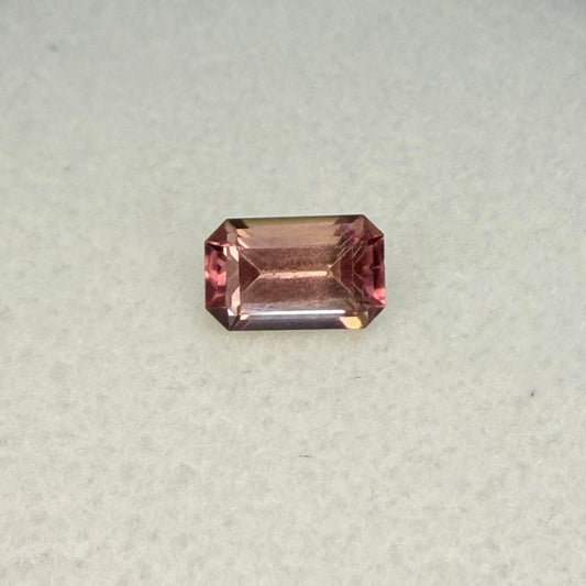Peach/Pink Tourmaline, 6x4mm Emerald Cut, .66 Carats