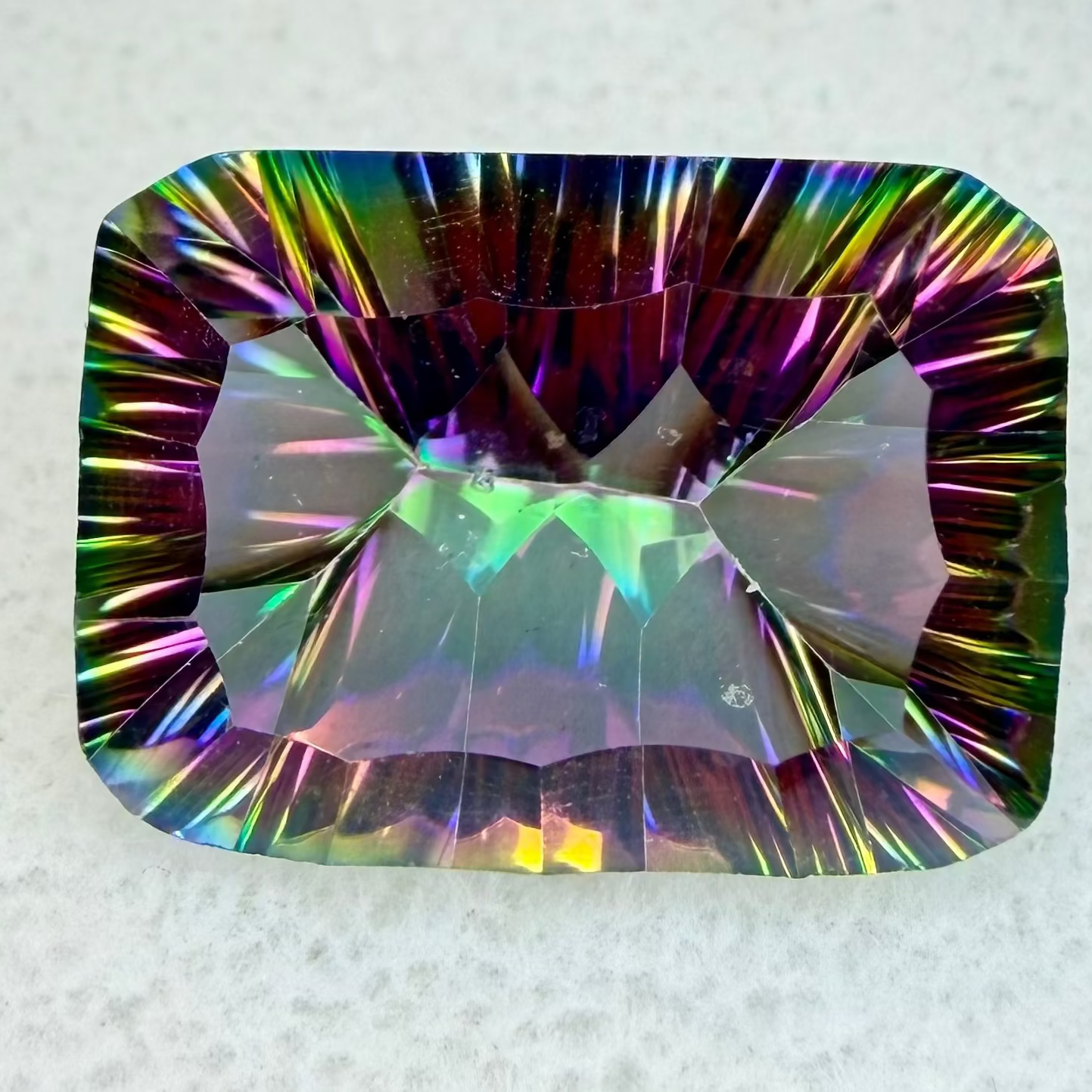 Rainbow Mystic Quartz, 18x13mm Emerald Concave Cut, Ave Ct Wt 13.30