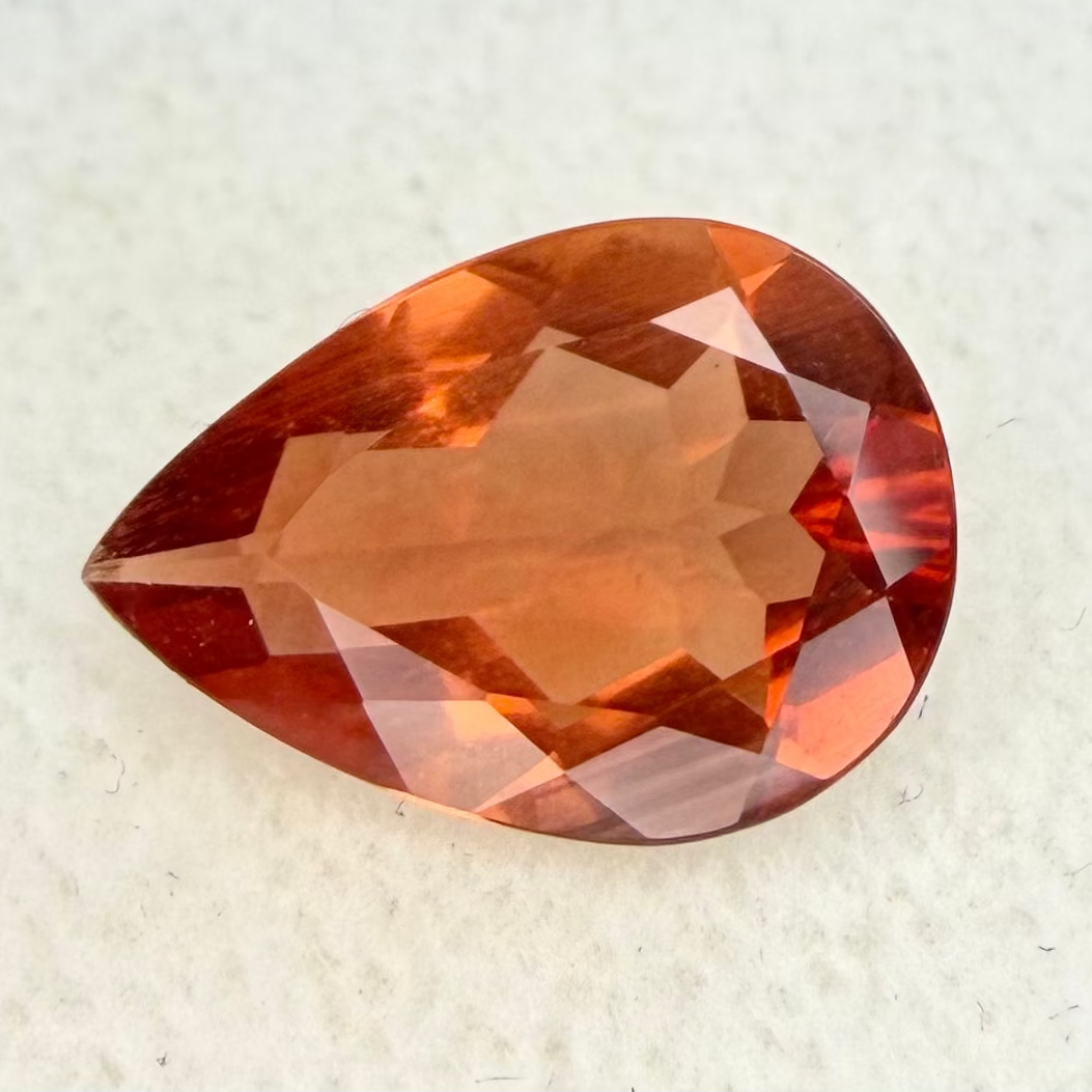 Old Stock Red Andesine Labradorite, 13x9mm Pear Cut, 3.24 Carats