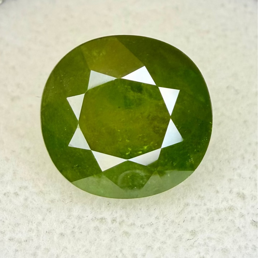 Old Stock Green Sphene, 14x13.5mm Cushion Cut, 14.57 Carats