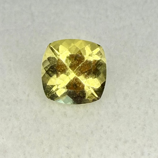 Old Stock Yellow Heliodor, 7x7mm Cushion Cut, 1.24 Carats