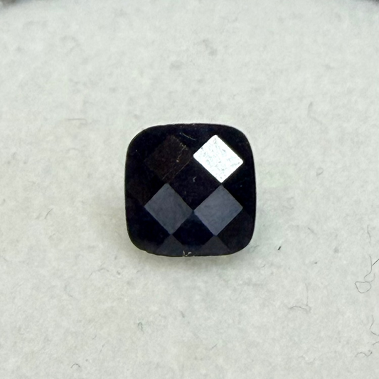 Black Sapphire, 6mm Cushion Cut Checkerboard Top, Ave Ct Wt 1.45, Heated