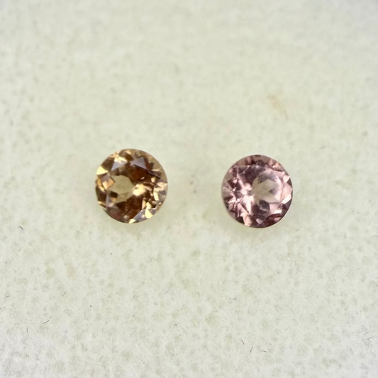 Old Stock Color Change Garnet, 4.5mm Matched Pair of Rounds, .85 Carats
