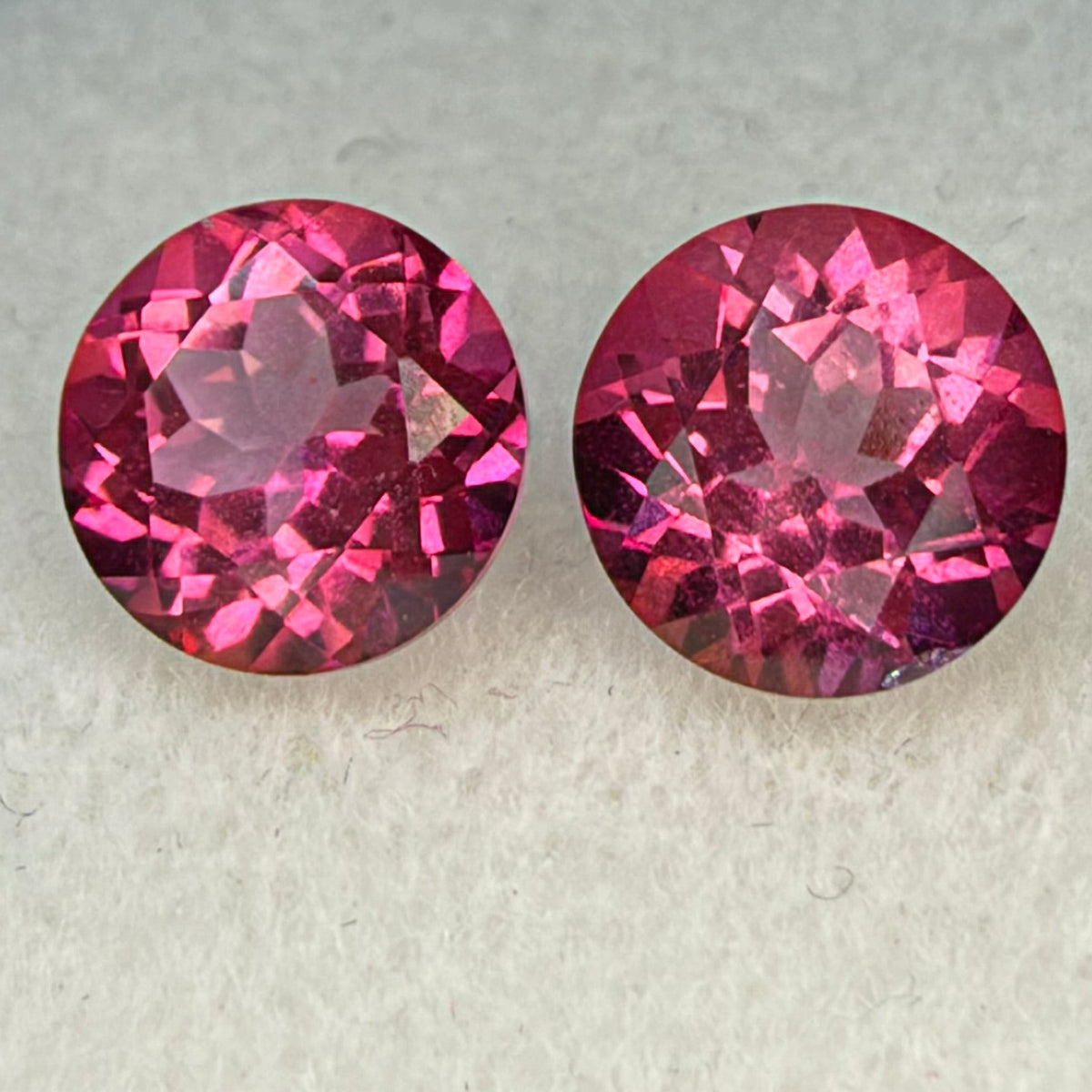 Hot Pink Topaz, 8mm Round Cut Pair, 5.15 Carats